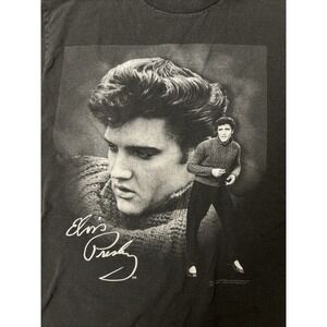 Vintage Elvis Presley T Shirt Mens Size Medium Black Y2K King Of Rock And Roll